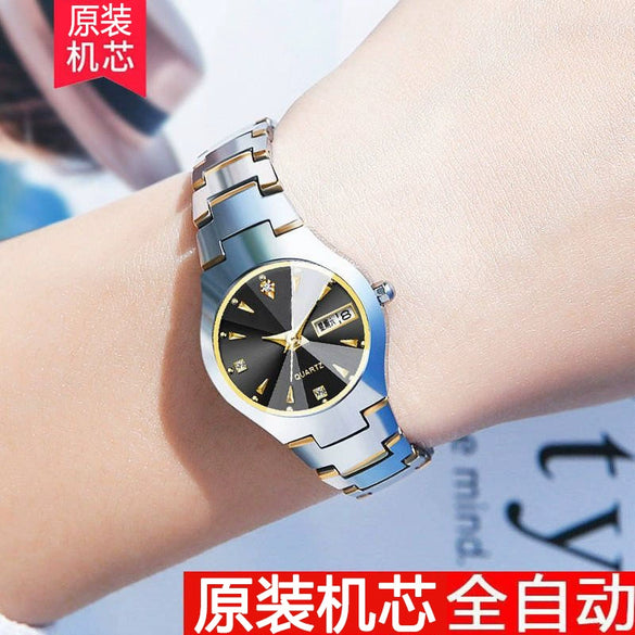 Ladies Leisure Waterproof Luminous Steel Watch With Round Dial