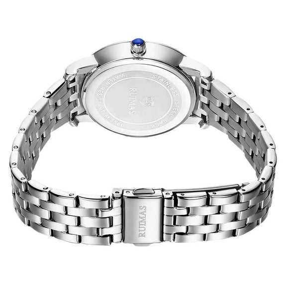 Ladies Leisure Waterproof Quartz Watch With Alloy Case And Stainless Steel Strap And Buckle Round Dial Mineral Reinforced Glass Mirror