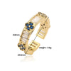 Ladies Light Luxury Copper Four Leaf Clover Flower Petal Open Ring With Zirconia