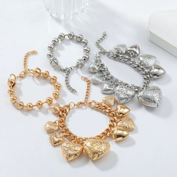 Ladies Love Pendant Charm Bracelet Twopiece Zinc Alloy Electroplated