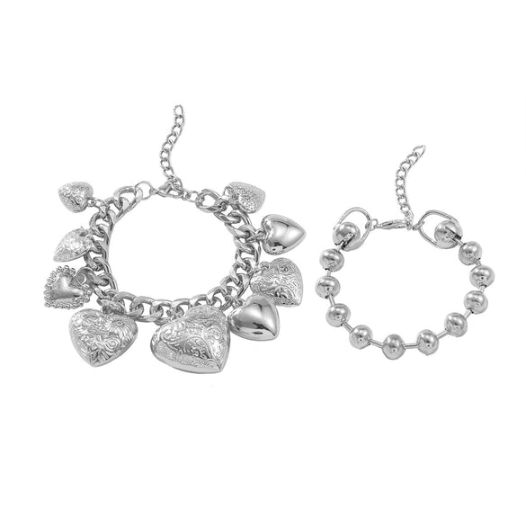 Ladies Love Pendant Charm Bracelet Twopiece Zinc Alloy Electroplated