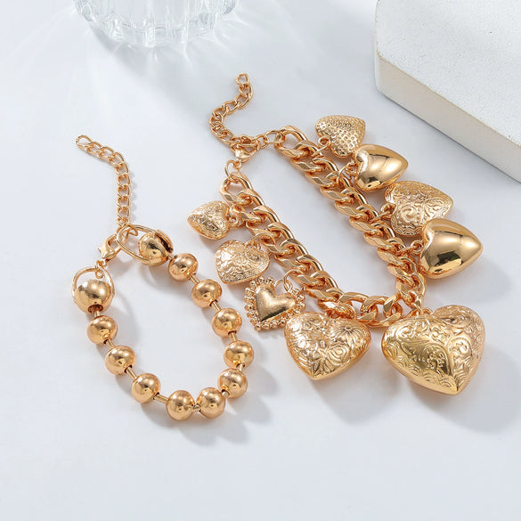 Ladies Love Pendant Charm Bracelet Twopiece Zinc Alloy Electroplated