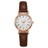 Ladies Luxury Quartz Watch Alloy Case Imitation Leather Strap Stainless Steel Buckle Round Dial Casual Style