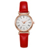 Ladies Luxury Quartz Watch Alloy Case Imitation Leather Strap Stainless Steel Buckle Round Dial Casual Style