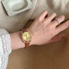 Ladies Metal Casual Round Dial Medieval Style Watch With Convex Lens Design And Calendar