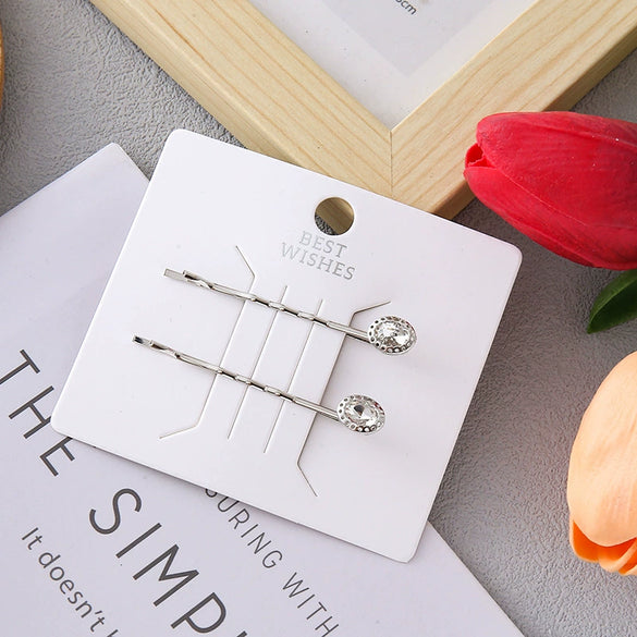 Ladies Metal Pearl Crystal Diamond Hairpin Clip With Electroplating Square And Round Shape