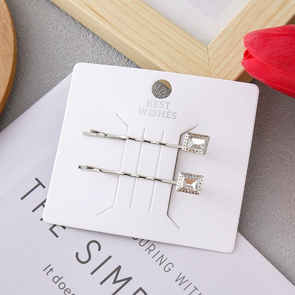 Ladies Metal Pearl Crystal Diamond Hairpin Clip With Electroplating Square And Round Shape