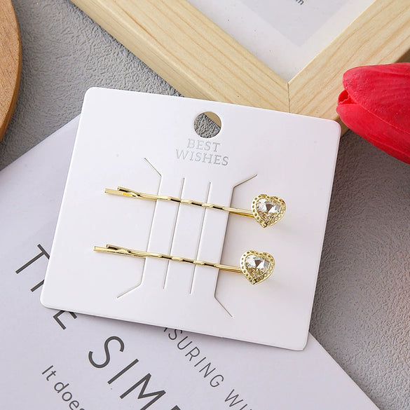 Ladies Metal Pearl Crystal Diamond Hairpin Clip With Electroplating Square And Round Shape
