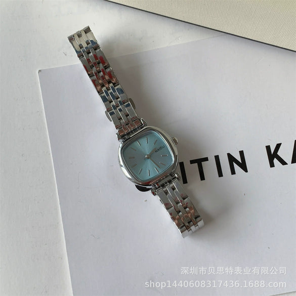 Ladies Metal Square Dial Fashion Casual Quartz Watch With Steel Band