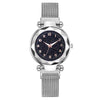 Ladies Metal Strap Fashionable Magnet Digital Starry Sky Round Dial Watch