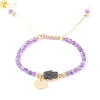 Ladies Minimalist Bracelet Natural Stone Alloy Accessories Gold Plated Amethyst Crystal Bud