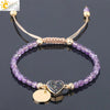 Ladies Minimalist Bracelet Natural Stone Alloy Accessories Gold Plated Amethyst Crystal Bud