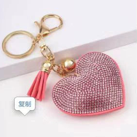 Ladies Minimalist Peach Heart Diamond Keychain Pendant
