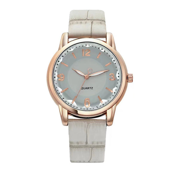 Ladies Multicolor Quartz Watch With Round Dial Alloy Case Imitation Leather Strap Leisure Style