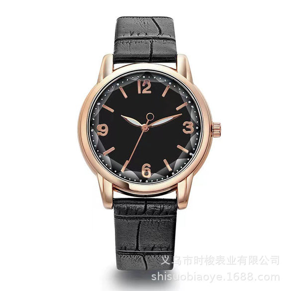 Ladies Multicolor Quartz Watch With Round Dial Alloy Case Imitation Leather Strap Leisure Style