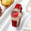 Ladies Multicolor Square Alloy Quartz Watch With Imitation Leather Strap And Stainless Steel Clasp