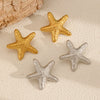 Ladies Niche Design Stainless Steel Star Shaped Earrings With Ocean Wind Starfish Element And 18K Gold Plating