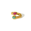 Ladies Niche Geometric Stainless Steel Ring Inlaid With Natural Stone And 18K Real Gold Electroplated