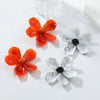 Ladies Plastic Resin Flower Painted Earrings