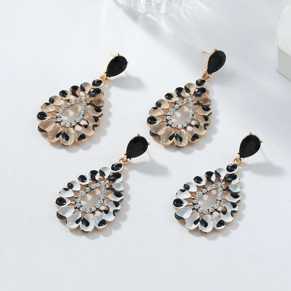Ladies Plastic Resin Handmade Geometric Teardrop Pendant Exaggerated Leopard Temperament Earrings