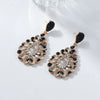 Ladies Plastic Resin Handmade Geometric Teardrop Pendant Exaggerated Leopard Temperament Earrings