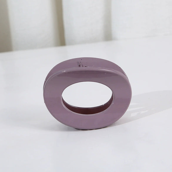Ladies Plastic Resin Minimalist Geometric Painted Hollow Out Round Shark Clip Hairpin
