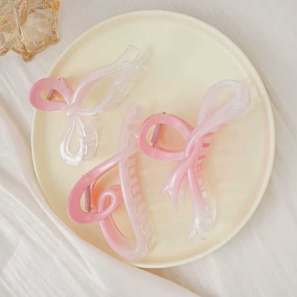 Ladies Princess Style Handmade Plastic Resin Bow Grab Clip Headwear