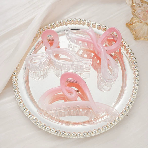 Ladies Princess Style Handmade Plastic Resin Bow Grab Clip Headwear