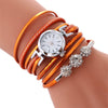 Ladies Quartz Bracelet Watch Alloy Case Imitation Leather Strap Round Dial Stainless Steel Clasp Leisure Style