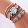 Ladies Quartz Bracelet Watch Alloy Case Imitation Leather Strap Round Dial Stainless Steel Clasp Leisure Style