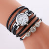 Ladies Quartz Bracelet Watch Alloy Case Imitation Leather Strap Round Dial Stainless Steel Clasp Leisure Style
