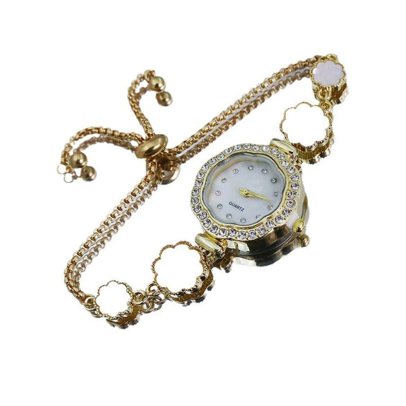 Ladies Quartz Bracelet Watch Alloy Strap And Case Diamond Pattern Fashion Style