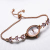 Ladies Quartz Bracelet Watch Stainless Steel Alloy Luxury Diamondstudded Oval Dial Leisure Style