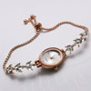 Ladies Quartz Bracelet Watch Stainless Steel Alloy Luxury Diamondstudded Oval Dial Leisure Style