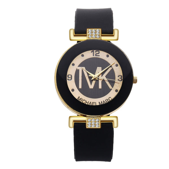 Ladies Quartz Watch Alloy Case Silicone Strap Stainless Steel Clasp Round Dial Leisure Style