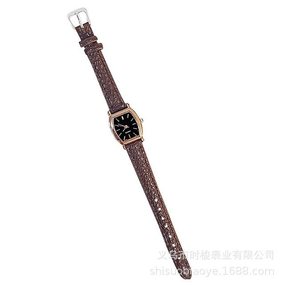 Ladies Quartz Watch Alloy Imitation Leather Square Dial Leisure Style