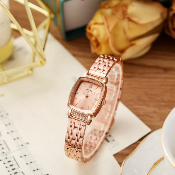 Ladies Quartz Watch Alloy Stainless Steel Square Design Fashion