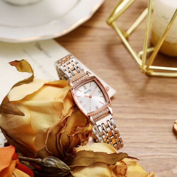 Ladies Quartz Watch Alloy Stainless Steel Square Design Fashion