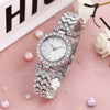 Ladies Quartz Watch And Bracelet Set Alloy Stainless Steel Round Dial Leisure Style Full Diamond