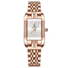 Ladies Quartz Watch Ultrathin Alloy Case Stainless Steel Strap Rectangle Dial Mineral Strengthened Glass Mirror Onion Crown