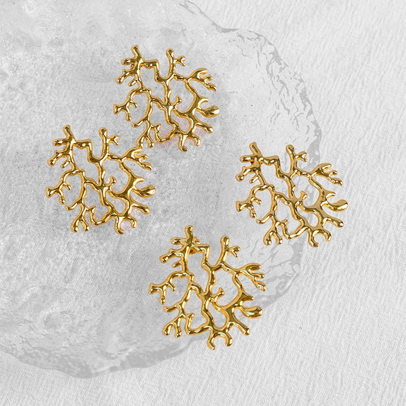 Ladies Retro Fashion Stainless Steel Coral Earrings With Electroplating Jewelry