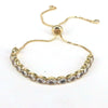 Ladies Retro Geometric Oval Zircon Gold Plated Bracelet