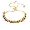 Ladies Retro Geometric Oval Zircon Gold Plated Bracelet