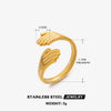 Ladies Retro Geometric Stainless Steel Hug Ring With Real Gold Plating