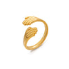 Ladies Retro Geometric Stainless Steel Hug Ring With Real Gold Plating