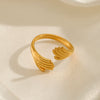 Ladies Retro Geometric Stainless Steel Hug Ring With Real Gold Plating