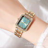 Ladies Retro Quartz Wrist Watch With Roman Numerals Rhinestone Dial Alloy Belt Rectangle Shape