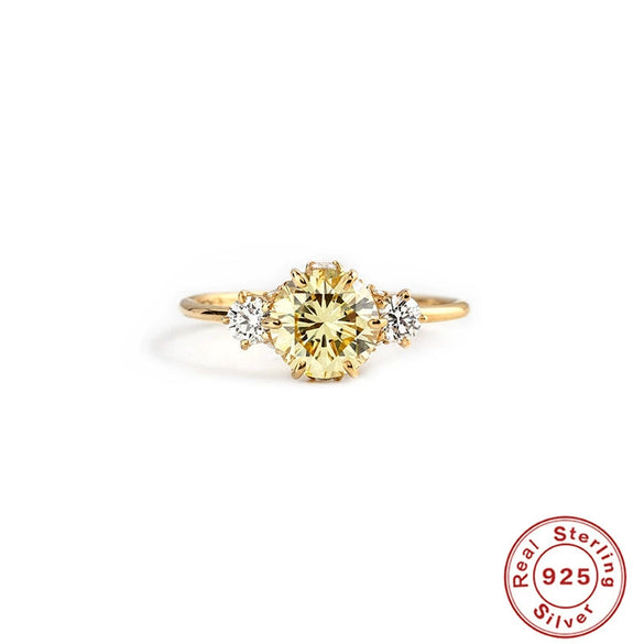 Ladies S925 Sterling Silver Geometric Diamond Engagement Ring With Classic Color And Electroplating Treatment
