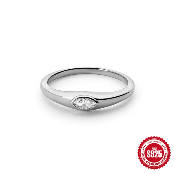 Ladies S925 Sterling Silver Geometric Diamond Engagement Ring With Classic Color And Electroplating Treatment