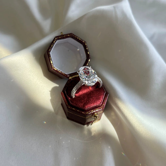 Ladies S925 Sterling Silver Geometric Exaggerated Luxury Zircon Ring With Electroplating